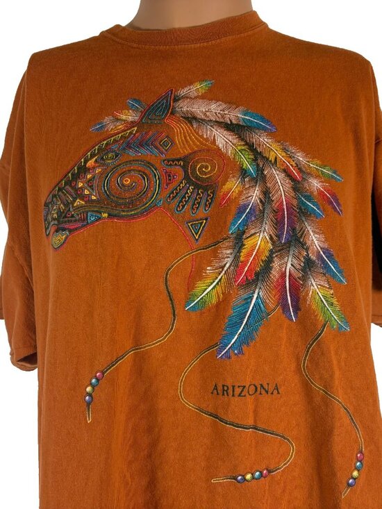 Sportex Other - Vintage Arizona T Shirt Mens Size XL Brown Horse Headdresses Colorful 90s